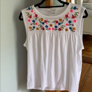 J crew top sleeveless embroidered